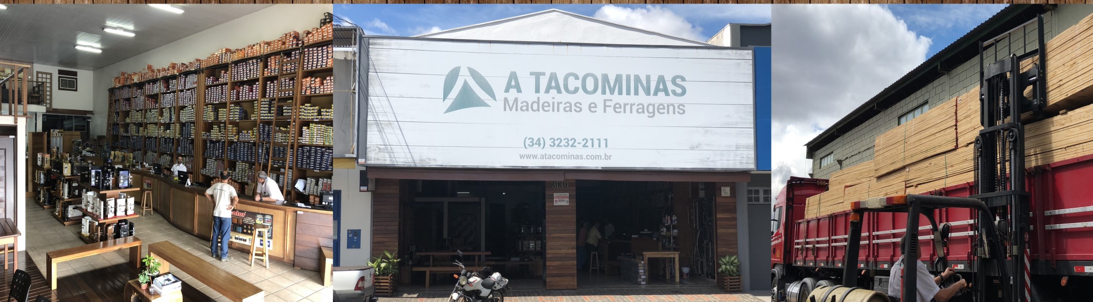 Showroom da A Tacominas com madeiras, portas e acabamentos